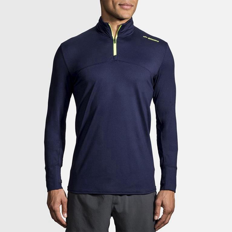 Brooks Men's Dash Half Zip Running Jackets Singapore - Blue (12853-ESHL)